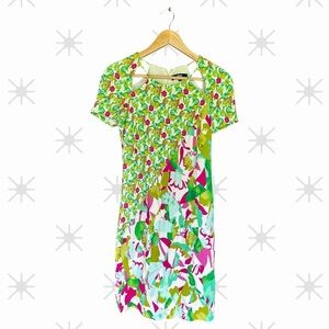 Versus Versace Vintage Green and Pink Floral Mini Dress Size 40